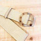 Acrylic Round Buckle Straw Belt in Beige