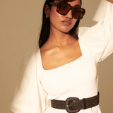 Eudice Point Buckle Straw Belt (2 col)