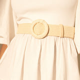 Camine Circle Buckle Straw Belt (2col)