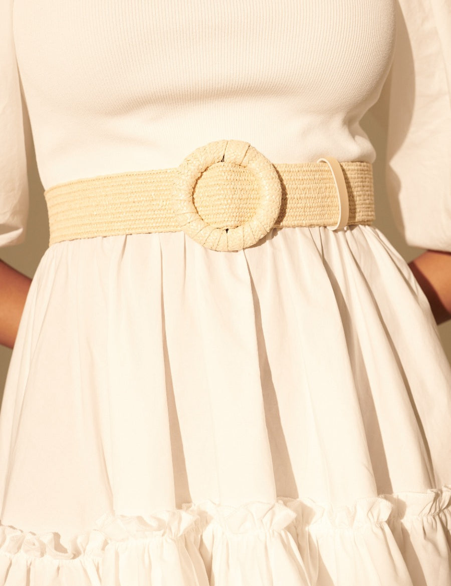 Camine Circle Buckle Straw Belt (2col)