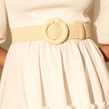 Camine Circle Buckle Straw Belt (2col)