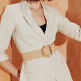 Archer Rattan Buckle Belt in Beige