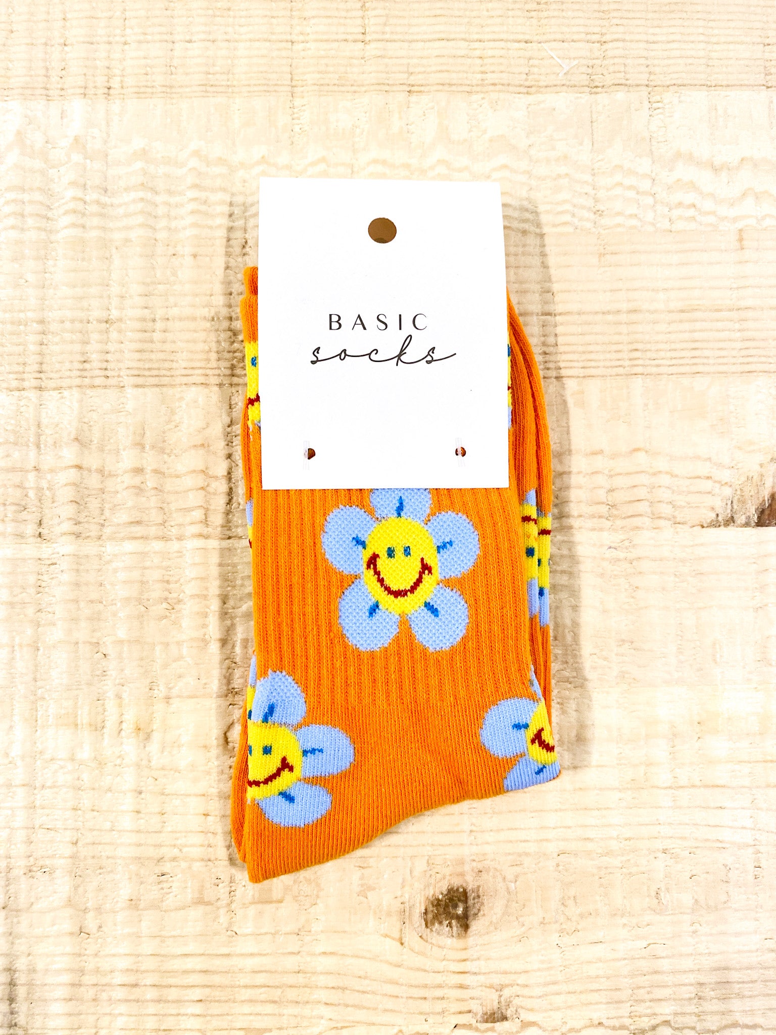Smiley Flower Cotton Crew Socks