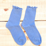 Cotton Frill Ribbed Crew Socks