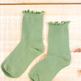 Cotton Frill Ribbed Crew Socks