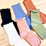 Cotton Frill Ribbed Crew Socks
