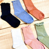 Cotton Frill Ribbed Crew Socks