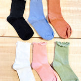 Cotton Frill Ribbed Crew Socks