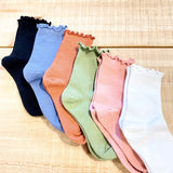 Cotton Frill Ribbed Crew Socks