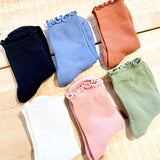 Cotton Frill Ribbed Crew Socks