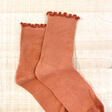 Cotton Frill Ribbed Crew Socks