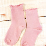 Cotton Frill Ribbed Crew Socks