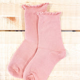 Cotton Frill Ribbed Crew Socks