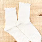 Cotton Frill Ribbed Crew Socks