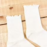 Cotton Frill Ribbed Crew Socks
