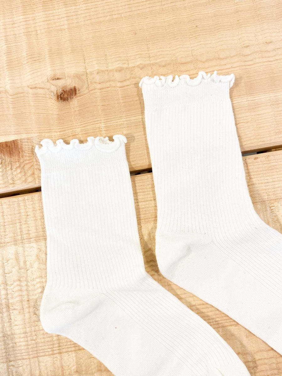 Cotton Frill Ribbed Crew Socks