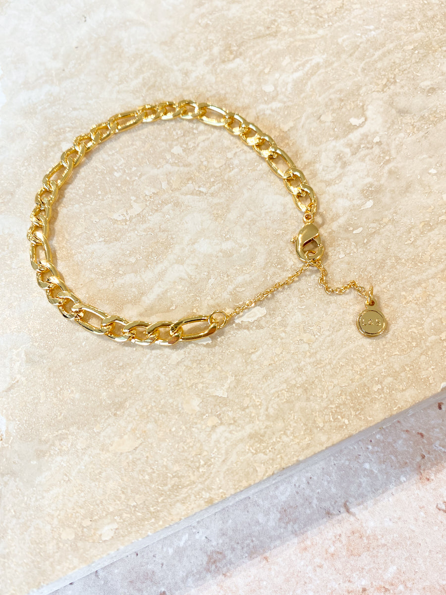 Figaro Chain Gold Plated Bracelet