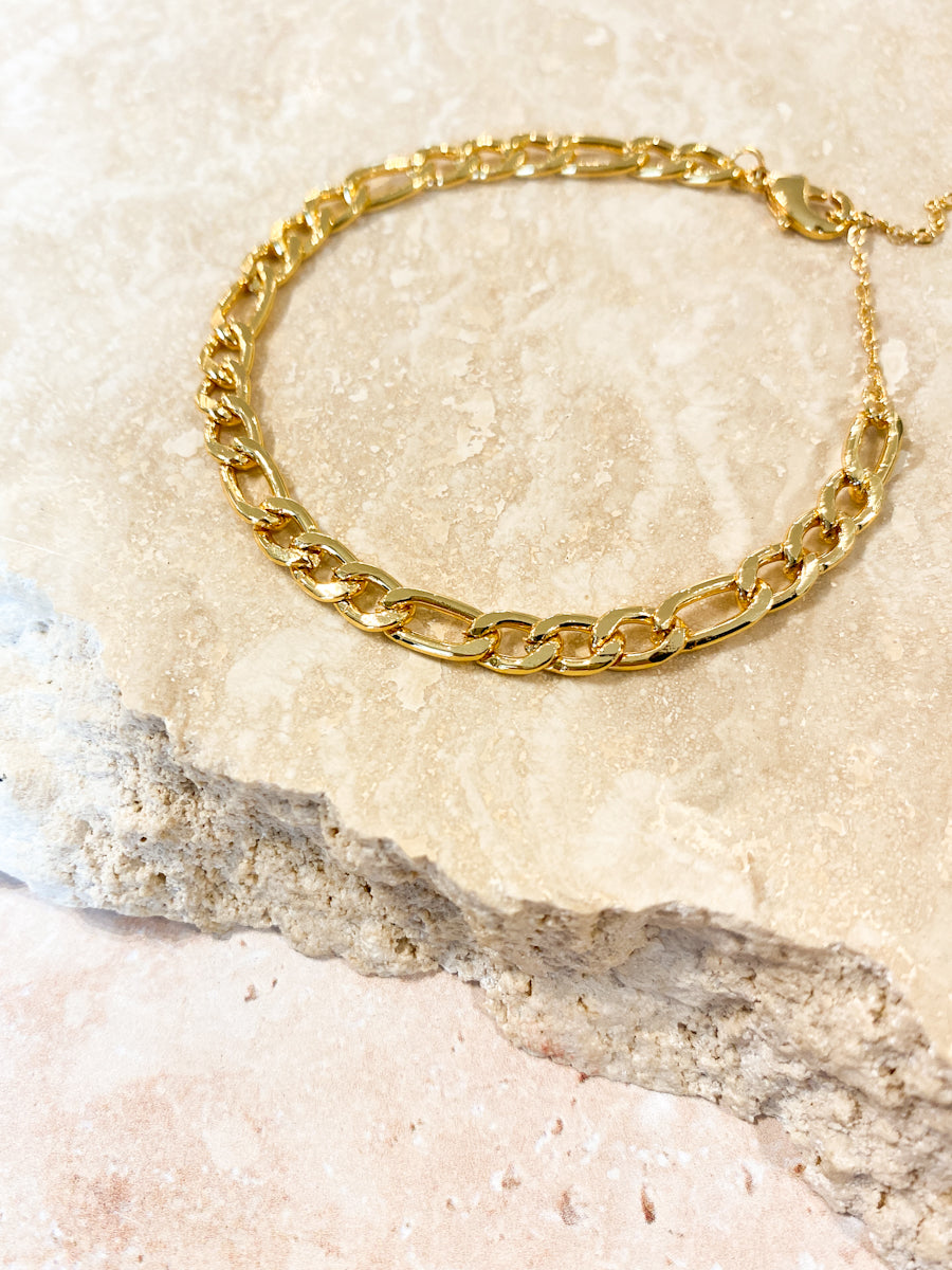 Figaro Chain Gold Plated Bracelet