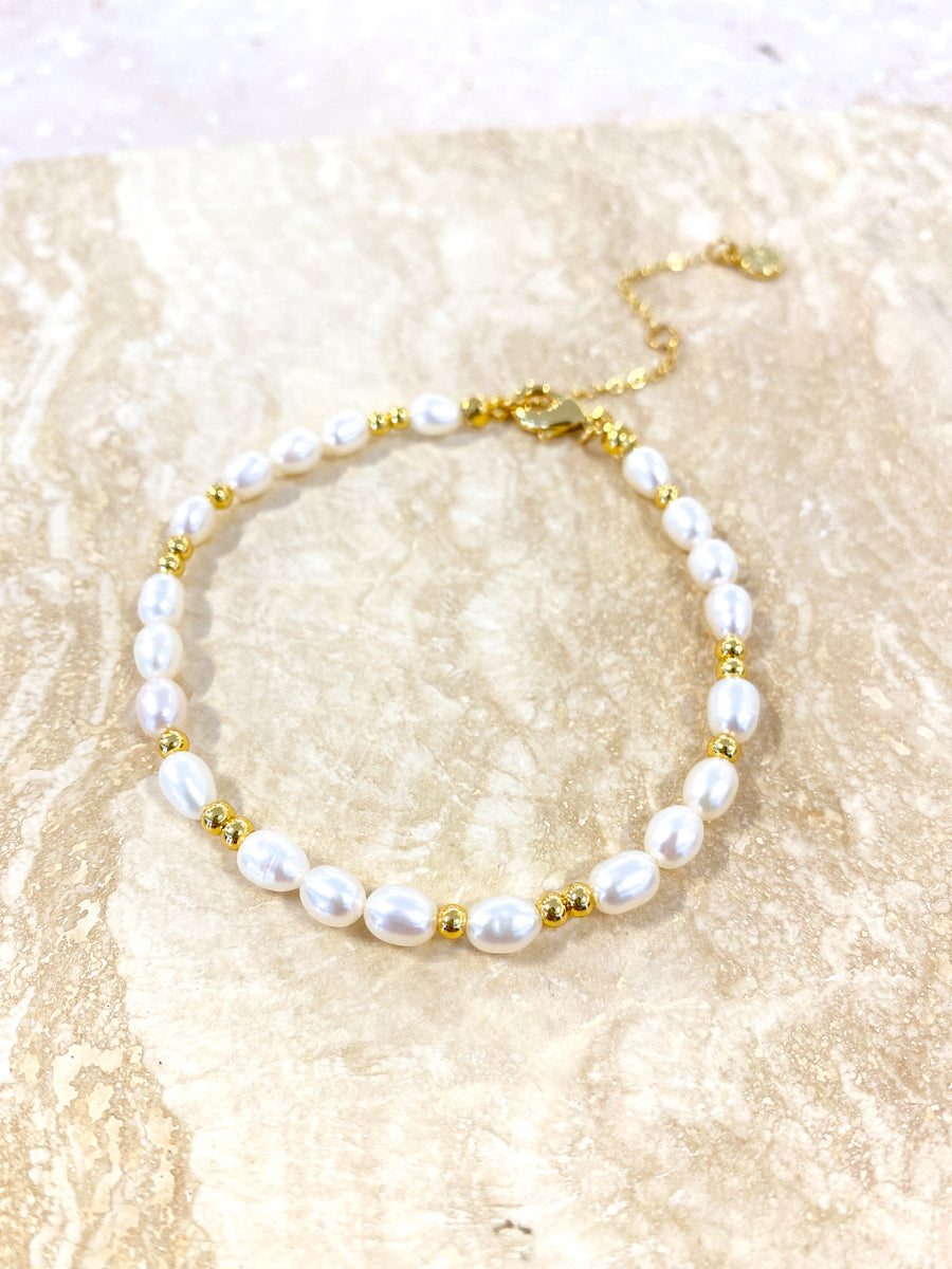 Pearl Beaded 18K Gold Plated Bracelet