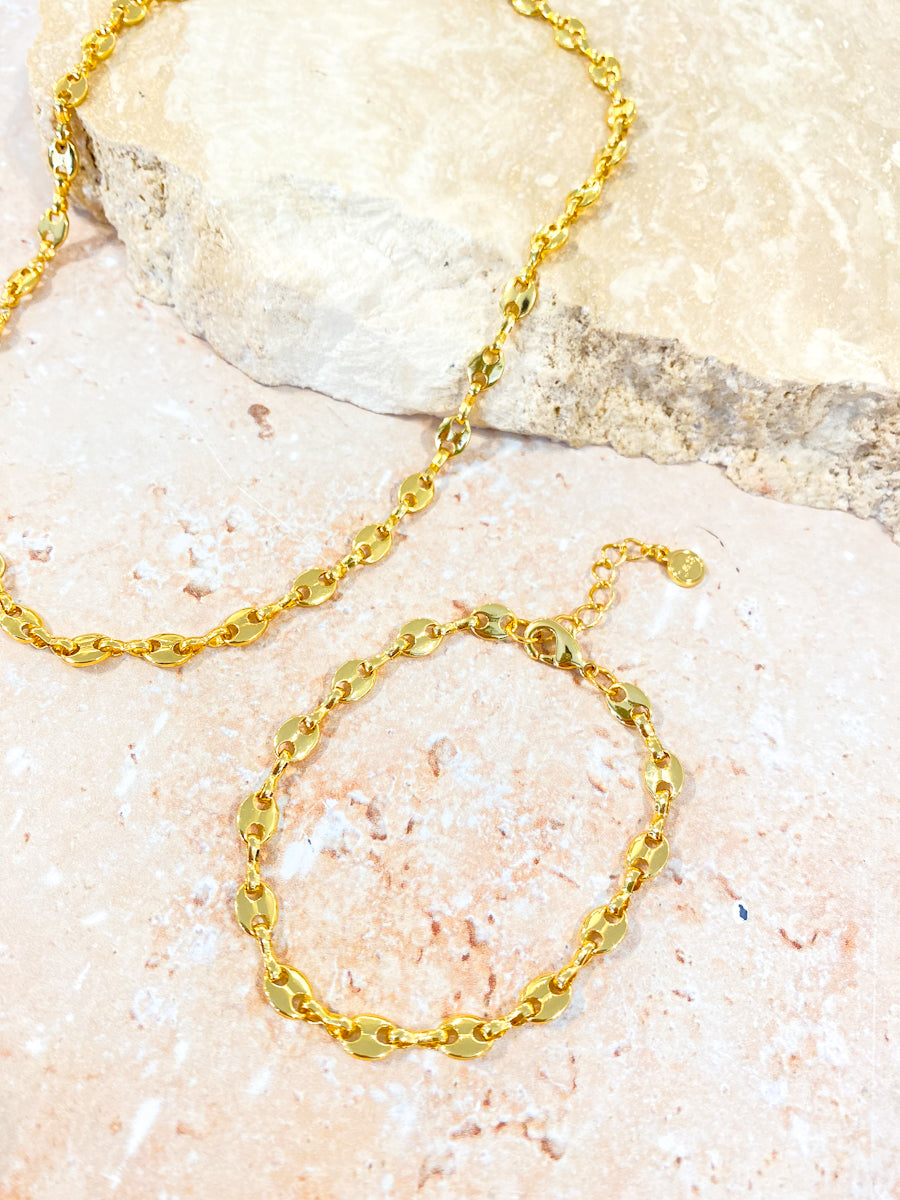 Puff Mariner Chain Gold Plated Bracelet