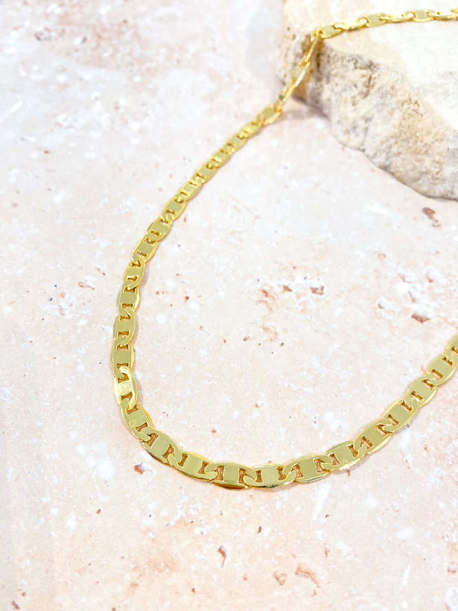 Flat Mariner Chain Gold Plated Necklace