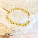 Hammered Plate 18K Gold Plated Bracelet