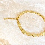 Hammered Plate 18K Gold Plated Bracelet