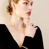 Hammered Plate 18K Gold Plated Bracelet