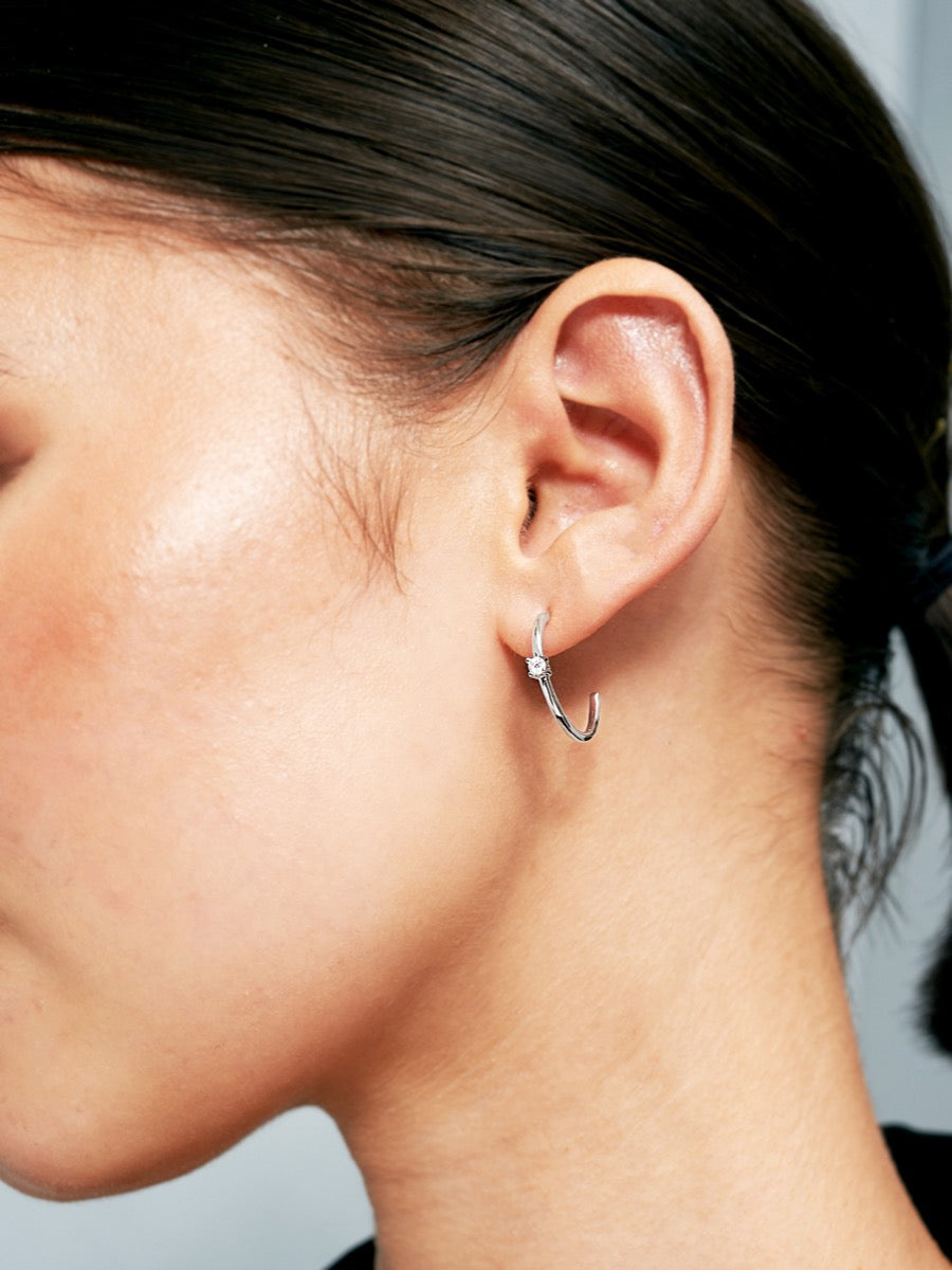 Minimal Diamanté Silver Plated Earrings