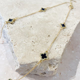 Clover 18K Gold Plated Necklace in Black