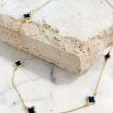 Clover 18K Gold Plated Necklace in Black