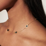 Clover 18K Gold Plated Necklace in Black