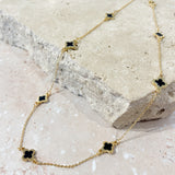 Clover 18K Gold Plated Necklace in Black