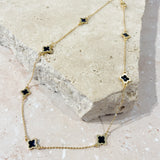 Clover 18K Gold Plated Necklace in Black