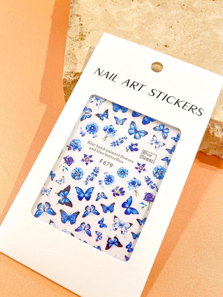 Blue Butterfly Nail Art Stickers