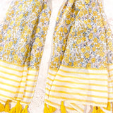 Floral Print Striped Lightweight Scarf