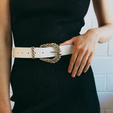 Amelie Twist Detail Buckle Belt White