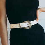 Amelie Twist Detail Buckle Belt White