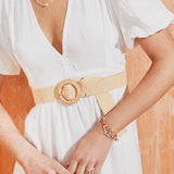 Shelley Round Buckle Straw Belt