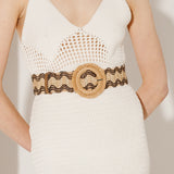 Woven Wavy Pattern Straw Belt