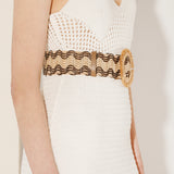 Woven Wavy Pattern Straw Belt