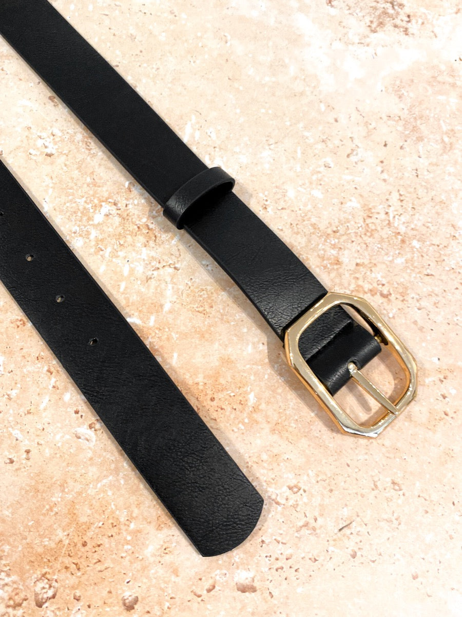 Geometric Buckle PU Leather Belt