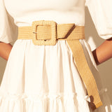 Louise Square Buckle Straw Belt (2col)