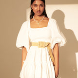 Louise Square Buckle Straw Belt (2col)