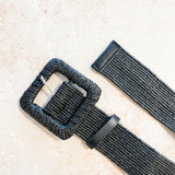 Louise Square Buckle Straw Belt (2col)