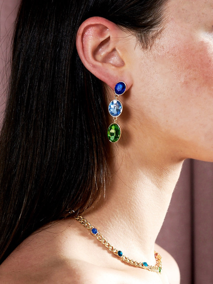 Blue Jewel Drop Earrings