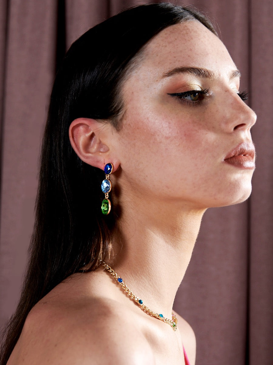 Blue Jewel Drop Earrings