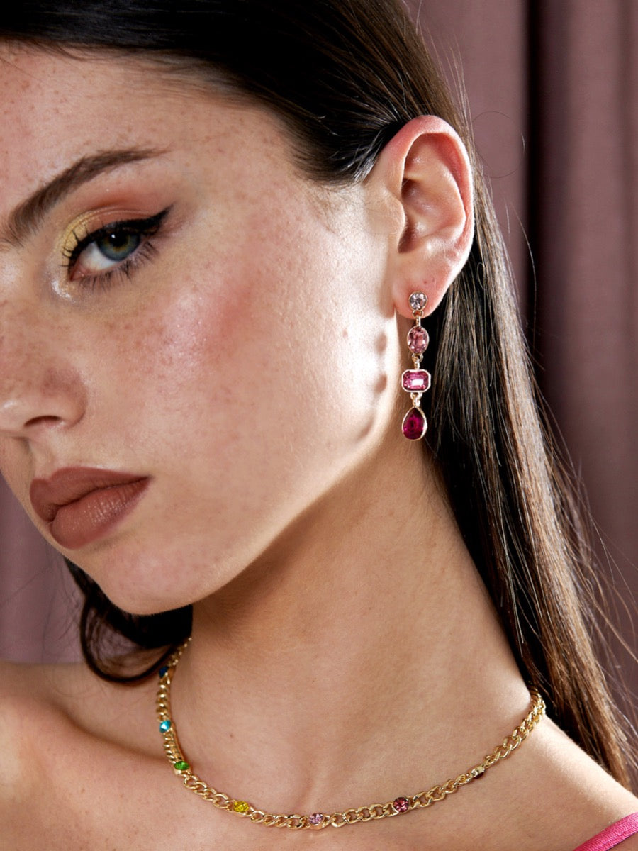 Pink Jewel Drop Earrings