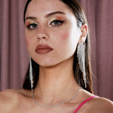 Rhinestone Tassel Drop Earrings