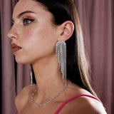 Rhinestone Tassel Drop Earrings
